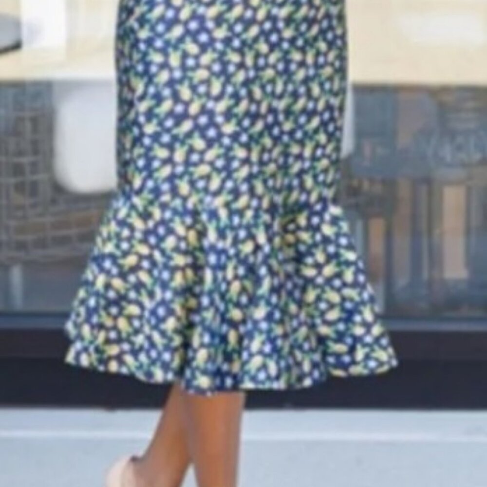 NWT J. CREW Lemon Jacquard Ruffle Hem Skirt - Picture 3 of 12